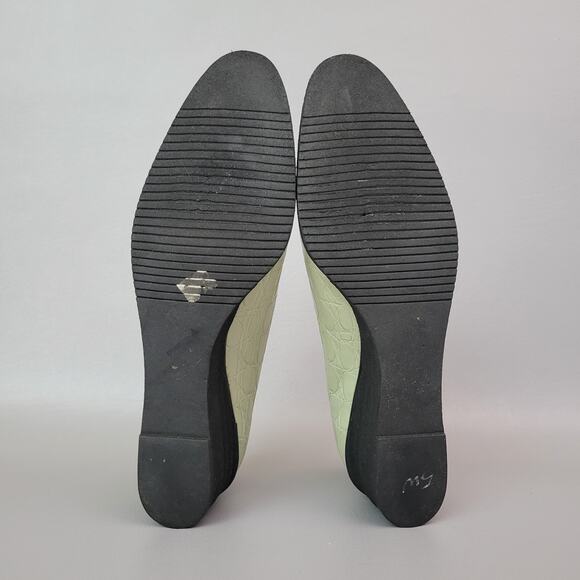 Salvatore Ferragamo Womens Wedge Flats Size 8 Narrow 2A Mint Green Croc Embossed - Picture 8 of 12